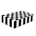 Handicrafts Home Decorative Storage Box with Lid, Black and White Decorative Remote Holder Box, Coffee Table Storage Box for Living Room, Console Table &amp; Shelf Decor, Puzzle Check 10 x 6 x 2.5