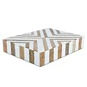 Handicrafts Home Handmade Marquet Chevron Collection Decorative Jewelry Box Organizer – Keepsakes, Trinkets, and Home Decor – Antique Coffee Table Storage, Memory Box, Farmhouse Style Decor, 6x8x1.5
