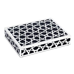 handicrafts home decorative storage box with lid  black and white moroccan zellij decorative remote control box slim coffee table storage box for shelf desk amp living room decor-8x6x15