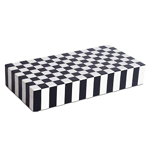 handicrafts home large decorative storage box with lid black and white coffee table storage box remote control holder keepsake storage box for living room amp shelf decor puzzle check 12 x 6 x 2