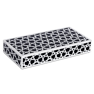 handicrafts home large decorative storage box with lid  black and white moroccan zellij coffee table storage box decorative remote control holder keepsake box for living room amp shelf decor 12x6x2