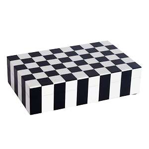 handicrafts home small decorative storage box with lid black and white keepsake box decorative trinket box for jewelry desk organizer coffee table amp shelf decor puzzle check 8 x 5 x 2