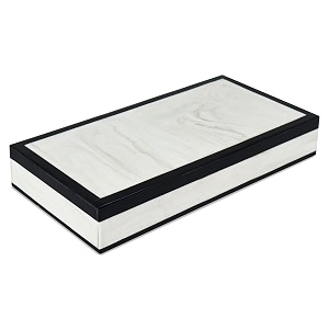 handicrafts home large decorative storage box with lid  black white modern storage box remote control organizer for coffee table console amp living room decor  mono court 12 x 6 x 2