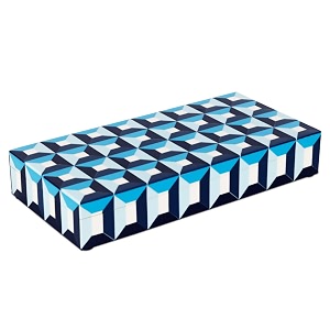 handicrafts home large blue decorative storage box with lid  modern coffee table storage box geometric resin inlay wooden box remote control organizer decorative keepsake box coastal decor-12x6x2