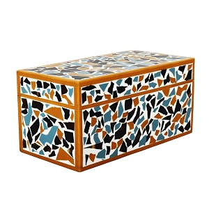 handicrafts home handmade mosaic collection decorative jewelry box organizer  keepsakes trinkets and home decor  antique coffee table storage memory box farmhouse style decor gold 10x5x5