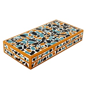 handicrafts home handmade mosaic collection decorative jewelry box organizer  keepsakes trinkets and home decor  antique coffee table storage memory box farmhouse style decor gold 12x6x2