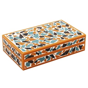 handicrafts home handmade mosaic collection decorative jewelry box organizer  keepsakes trinkets and home decor  antique coffee table storage memory box farmhouse style decor gold 10x6x25