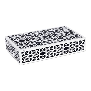 handicrafts home small decorative box with lid  6x8x15 trinket remote control amp keepsake memory box decorative accent for coffee table shelf mantle amp boho home decor shiraz- black white