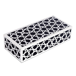 handicrafts home decorative storage box with lid  black and white moroccan zellij decorative box coffee table remote control organizer geometric keepsake storage box for living room -10x45x25
