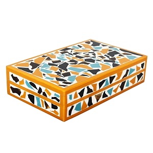 handicrafts home handmade mosaic collection decorative jewelry box organizer  keepsakes trinkets and home decor  antique coffee table storage memory box farmhouse style decor gold 8x5x2