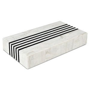 handicrafts home large decorative storage box with lid  black white modern storage box remote control organizer for coffee table console amp living room decor  mono sprint 12 x 6 x 2