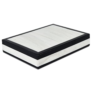 handicrafts home slim decorative storage box with lid  black white modern remote control box decorative desk organizer shelf storage box for living room decor  mono court 8 x 6 x 15