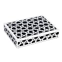 Handicrafts Home Decorative Storage Box with Lid – Black and White Moroccan Zellij Decorative Remote Control Box, Slim Coffee Table Storage Box for Shelf, Desk &amp; Living Room Decor-8x6x1.5