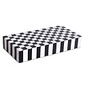 Handicrafts Home Large Decorative Storage Box with Lid, Black and White Coffee Table Storage Box, Remote Control Holder, Keepsake Storage Box for Living Room &amp; Shelf Decor, Puzzle Check 12 x 6 x 2
