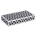 Handicrafts Home Large Decorative Storage Box with Lid – Black and White Moroccan Zellij Coffee Table Storage Box, Decorative Remote Control Holder, Keepsake Box for Living Room &amp; Shelf Decor –12x6x2
