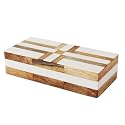 Handicrafts Home White Decorative Storage Box with Lid Wooden Coffee Table Storage Box Decorative Box Organizer for Living Room Home Decor, 10x4.5x2.5 Resin Inlay Patisserie Delight Box Collection