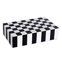 Handicrafts Home Small Decorative Storage Box with Lid, Black and White Keepsake Box, Decorative Trinket Box for Jewelry, Desk Organizer, Coffee Table &amp; Shelf Decor, Puzzle Check 8 x 5 x 2