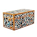 Handicrafts Home Handmade Mosaic Collection Decorative Jewelry Box Organizer – Keepsakes, Trinkets, and Home Decor – Antique Coffee Table Storage, Memory Box, Farmhouse Style Decor Gold, 10x5x5