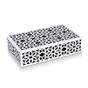 Handicrafts Home Decorative Storage Box with Lid – Black White Moorish Rosette Pattern Remote Holder Box, Persian Geometric Coffee Table Storage for Living Room Decor–10x6x2.5