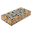 Handicrafts Home Handmade Mosaic Collection Decorative Jewelry Box Organizer – Keepsakes, Trinkets, and Home Decor – Antique Coffee Table Storage, Memory Box, Farmhouse Style Decor Gold, 12x6x2
