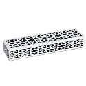 Handicrafts Home Decorative Storage Box with Lid – Black White Shiraz Geometric Pattern Remote Control Holder, Slim Coffee Table Storage Box, Persian Rosette Lattice Organizer – 10x2.5x1.5
