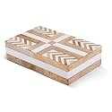 Handicrafts Home White Decorative Storage Box with Lid Wood Remote Control Box Coffee Table Storage Box Remote Holder for Living Room Decor, 8x5x2 Resin Inlay Patisserie Adorn Box Collection