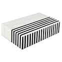 Handicrafts Home Decorative Storage Box with Lid – Black White Modern Remote Holder Box, Coffee Table Organizer, Decorative Storage Box for Living Room &amp; Desk – Mono Lead 10 x 6 x 2.5