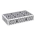 Handicrafts Home Small Decorative Box with Lid – 6x8x1.5” Trinket, Remote Control &amp; Keepsake Memory Box, Decorative Accent for Coffee Table, Shelf, Mantle &amp; Boho Home Decor Shiraz- Black White