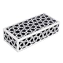 Handicrafts Home Decorative Storage Box with Lid – Black and White Moroccan Zellij Decorative Box, Coffee Table Remote Control Organizer, Geometric Keepsake Storage Box for Living Room -10x4.5x2.5