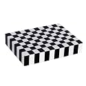 Handicrafts Home Decorative Storage Box with Lid, Black and White Decorative Box for Remote Controls, Slim Coffee Table Storage Box for Shelf, Desk &amp; Living Room Decor, Puzzle Check 8 x 6 x 1.5