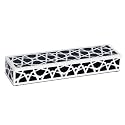 Handicrafts Home Decorative Storage Box with Lid – Black and White Moroccan Zellij Pattern Remote Control Holder, Slim Coffee Table Storage Box, Decorative Geometric Lattice Box for Shelf -10x2.5x1.5