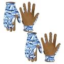 HANDLANDY 2 Pairs Kids Leather Gardening Gloves, Work Gloves, Light Blue, M