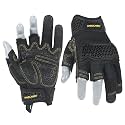 HANDLANDY Fingerless Framer Work Gloves for Men, Utility Grip Paded Gloves for Tactical Shooting Airsoft Hunting Driving (Black- 3 Fingerless, Medium (Pack of 1))