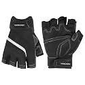 HANDLANDY Fingerless Work Gloves for Men, Half Finger Working Glove Grip Shock-Absorbing Breathable Uwrist TPR Anti-collision Gloves for Mens &amp; Women (Black, M)