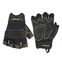 HANDLANDY Fingerless Work Gloves for Men, Padded Impact Tactical Mechanics Gloves, Grip Utility Trucker Driver Gloves (Solid Black, Small (Pack of 1))