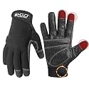 HANDLANDY Winter Work Gloves for Men &amp; Women, PU Leather Utility Mechanic Working Gloves Touch Screen with Grip, Flexible Breathable Gardening Gloves for Yard Maintenance (Medium, 1 Pair)