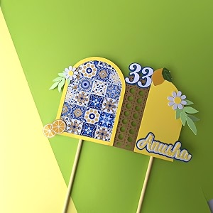 handmade amalfi coast cake topper  personalized birthday party decoration