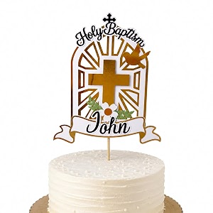 handmade baptism cake topper  personalized religious celebration decoration