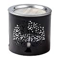 Handmade Black Iron Incense Burner/Incense Censer with Stainless Steel Sieve – 2.36-Inch Height Featuring Tree of Life Motif – Ideal for Aromatherapy and Tea Light Burning. Tealight Included