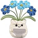 Handmade Crochet Forget Me Not Flower Pot Sympathy Gifts for Loss