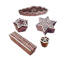 Handmade Designs Star and Cloud Wooden Block Stamps (Set of 5)