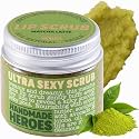 Handmade Heroes Matcha Latte Lip Scrub 1oz 100% Natural Vegan Skin Care Deep Conditioning Lip Scrub for Dry Lips with Jojoba Oil Avocado Oil - Natural Lightening Lip Exfoliator &amp; Lip Plumper