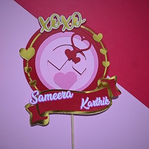 handmade love cake topper  romantic cake decoration