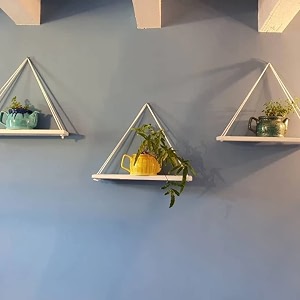 handmade macrame hanging shelf  boho wall shelf for bedroom living room bathroom  wooden rope shelf for plants books decor  cotton rope floating shelf artisan aura
