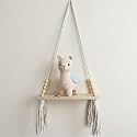 Handmade Macrame Hanging Shelf – Boho Wall Shelf for Bedroom, Living Room, Bathroom – Wooden Rope Shelf for Plants, Books, Decor – Cotton Rope Floating Shelf (Meadow Shelf)