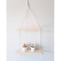 Handmade Macrame Hanging Shelf – Boho Wall Shelf for Bedroom, Living Room, Bathroom – Wooden Rope Shelf for Plants, Books, Decor – Cotton Rope Floating Shelf (Boho Bliss)