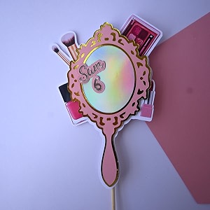 handmade makeup theme cake topper  custom birthday cake decoration
