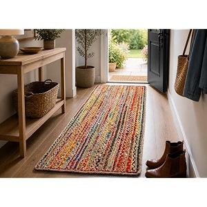 Handmade Natural Jute Runner Rug for Hallway