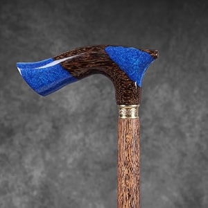Handmade Palm Wood Walking Stick with Epoxy