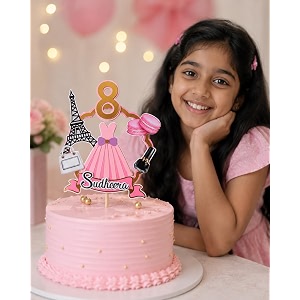 handmade paris theme cake topper  personalized birthday cake decoration